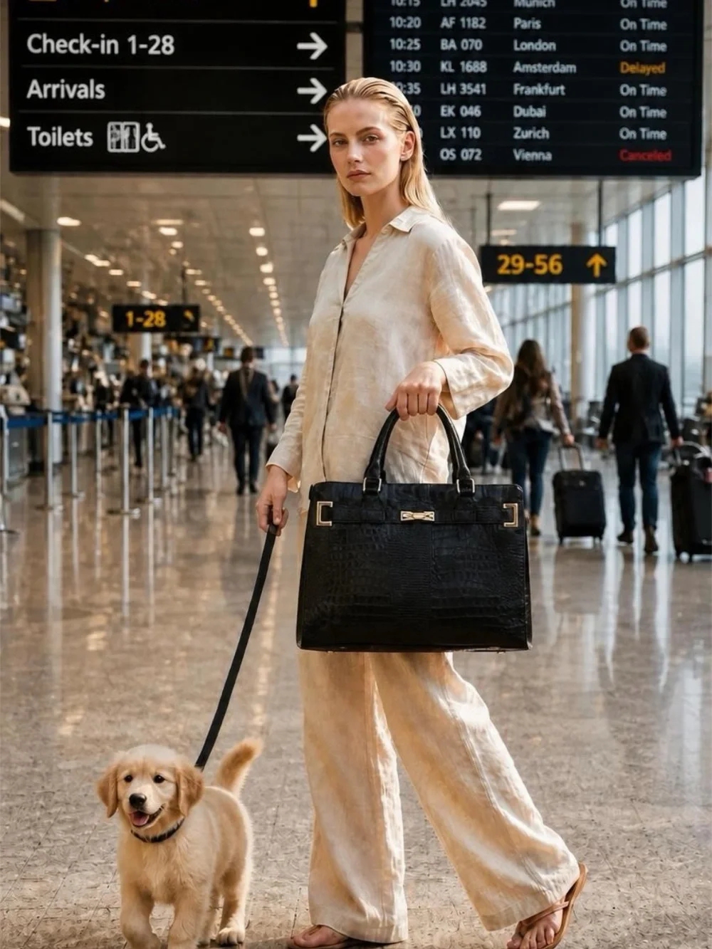 Dog/Cat Carrier Purse Soft-Sided Faux Leather Handbag, TSA Airline Approved